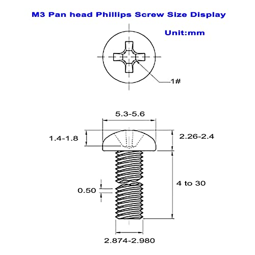 420PCS M3 Phillips Pan Head Machine Screws Nuts Flat Washers Kit,304 Stainless Steel,Screws Length:4mm to 30mm - size: M3