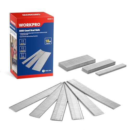 WORKPRO 18 Gauge Brad Nails, 2", 1-1/4", 3/4" Brad Nails, 6,000 Count - size: 2'',1-1/4'', 3/4''