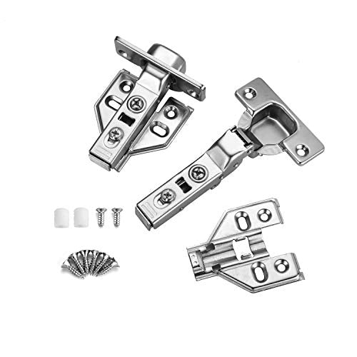 10Pcs Soft Close Half Overlay Cabinet Hinges with Clip-On Plate - color: Half Overlay, size: 10 Pieces