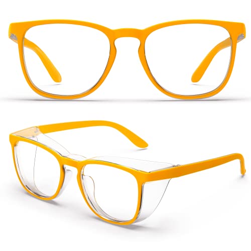 Stylish Safety Glasses, Clear Anti-Fog Anti-Scratch Protective Glasses For Men And Women - color: Egg Yellow
