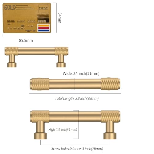 Amerdeco 10 Pack Champagne Bronze Knurled Cabinet Pulls 3 Inch(76mm) Hole Center Kitchen Cabinet Handles Drawer Pulls Cabinet Hardware ZH034 - color: Champagne Bronze, size: 3"/76MM Hole Center