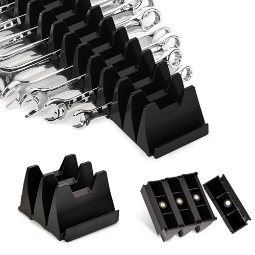 60 pcs Magnetic Modular Wrench Organizer Wrench Holder - Wrenchs Tool Organizers for Tool Drawer Storage, Wrenchs Rack with Metric SAE Labels, Tool Storage Set Holder Festival for Mechanics - style: 60 PCS