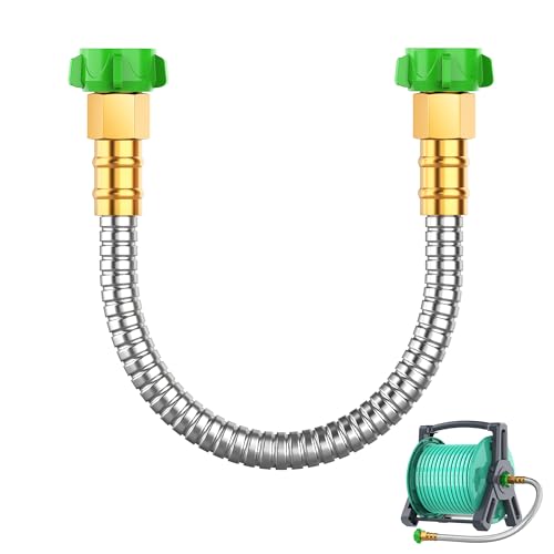 Short Metal Garden Hose 2 ft with Female to Female Connector， Stainless Steel Small Leader Hose for Hose Reel, Long, Flexible, Lightweight & Heavy Duty Water Pipe, Outdoor Water Hose Extension Adapter - size: 2ft Female to Female