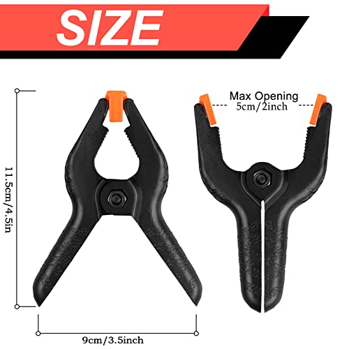8 Pack Spring Clamps, 4.5inch Plastic Clips, Small Backdrop Clips, Clamps Heavy Duty, Spring Clips for Crafts, Backdrop Stand, Woodworking, Photography Studios (Black) - size: 8 Pack,4.5inch