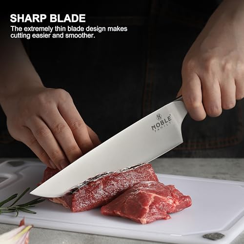 N NOBLE FAMILY In-drawer Knife Block Set, 16PCS Kitchen Knife Set with Wooden Block, Chopping Knives Set, Stainless Steel Knife Block Set, Sharp Cooking Knife Set with Cutting Board, Rust Proof, White - color: White