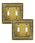2-Pack Paisley Pattern Metal Double Toggle Light Switch Cover Plate - style: 2 Toggle 2PK