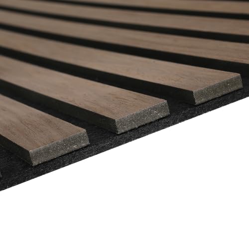 5 Pcs Wood Slatwall Panels Large Acoustic Panels for Wall 47.2 x 23.6 x 0.4 Inch Soundproof Sound Dampening Wood Veneer Sound Absorbing Wall Panel for Bedroom Home Studio Office (Dark Walnut) - color: Dark Walnut