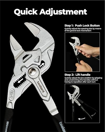 toolant 12-Inch Chrome Plated Pliers Wrench, CR-V Adjustable Wrench with Anti-Rust Coating, Smooth Parallel Jaws, Comfort Grip and Storage Pouch for Home Repair, Plumbing, Nuts, Water Pipes - size: 12-inch Chrome