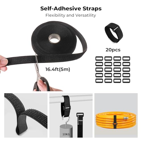 Cable Management Organizer Kit, Desk Cable Organizer, Cable Management Under Desk, Wire Management and Cord Organizer for Home, Office, Standing Desk