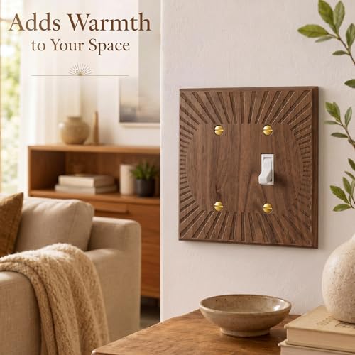 DoubleFill 4 Pcs Walnut Wood Switch Cover,14 * 14.2cm,Blank 1 Toggle - color: Blank 1 Toggle, size: 14.2 x 14 cm