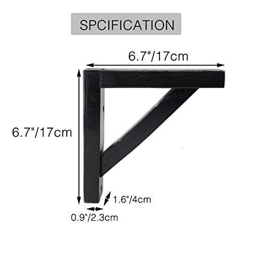 OVOV 2 Pack Wall Mount Wooden Shelf Brackets Triangle 7 Inch Black - color: Black, size: 7 Inch