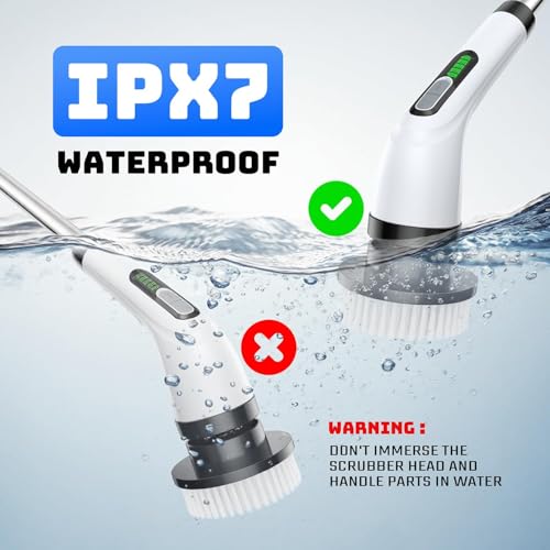 Electric Spin Scrubber for Bathroom: Shower Scrubber with Long Handle