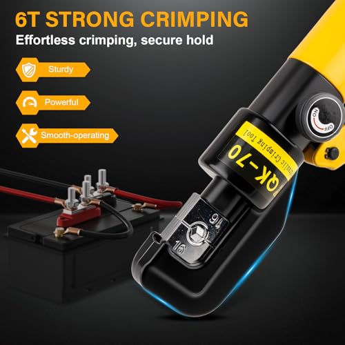 Hydraulic Crimping Tool, 9 Pairs Dies 12-2/0 AWG | Steel hydraulic crimper for 1/16",1/8",3/16" stainless cable railing, suited for vehicle wiring & electrical service