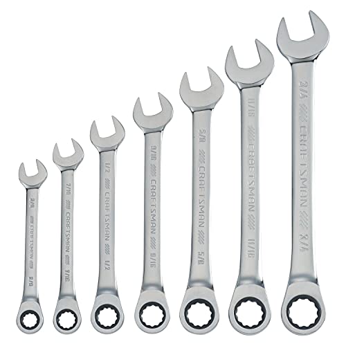 CRAFTSMAN 7-Piece Combination Ratcheting Wrench Set, 12-Point Standard SAE (CMMT87020) - style: 7 Piece SAE