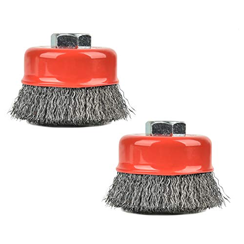 AAIN 2 PCS Wire Wheel Brush Set, 3Inch Crimped Cup Brush for Angle Grinder - size: 2 pack, style: 3 Inch Crimped Wire Brush