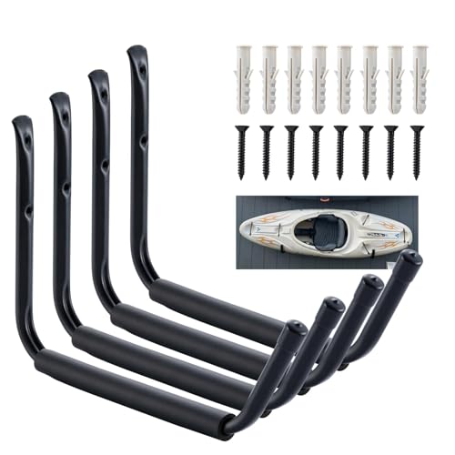15 Inch Garage Hooks, Heavy Duty Kayak Storage Hooks, Black, 4 Pack - size: 15 in