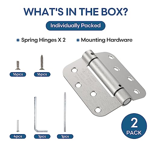 2 Pack 4 Inch Self Closing Door Hinges, Satin Nickel - color: Satin Nickel, size: 4" (2 Pack)