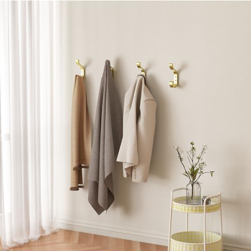 Coat Hooks Wall Mount,Heavy Duty Wall Hooks for Backpack,Towel,Gold 4 Pack - color: Gold, size: 4 Pack