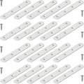 20 Pack 4 Inch Flat Bracket Straight Brace, White Stainless Steel Mending Plates, Heavy Duty Repair Brackets for Wood with Mounting Screws - size: 20 Pcs/ 4” x 0.8”