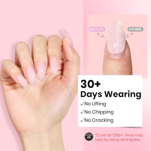Beetles Builder Gel for Nails, 3 Colors 9 in 1 Clear Nude Pink Hard Gel - color: Clear Nude Pink 3-Color Kit