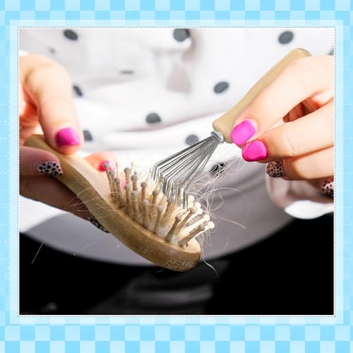 Boao 2 Pack Hair Brush Cleaner,Green,Wood Color,Polished Wooden Handle Rake - color: Green, Wood Color, style: Polished Wooden Handle Rake