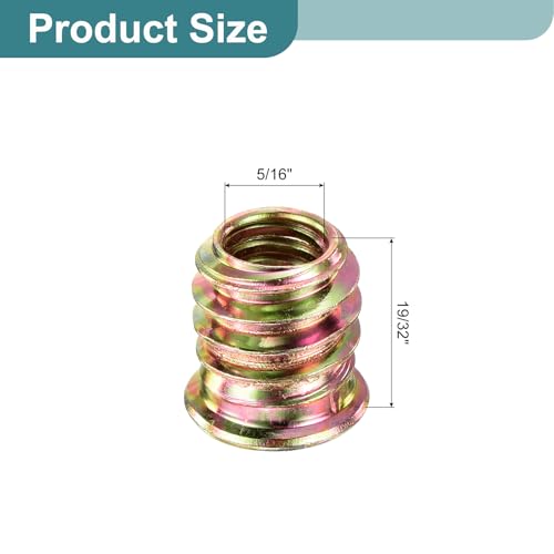 uxcell 30Pcs Threaded Inserts, 5/16"-18x19/32 Zinc Alloy Hex Socket Drive Screw-in Nut Threaded Inserts Furniture Bolt Fastener Connector for Wood Working Tool and Accessories