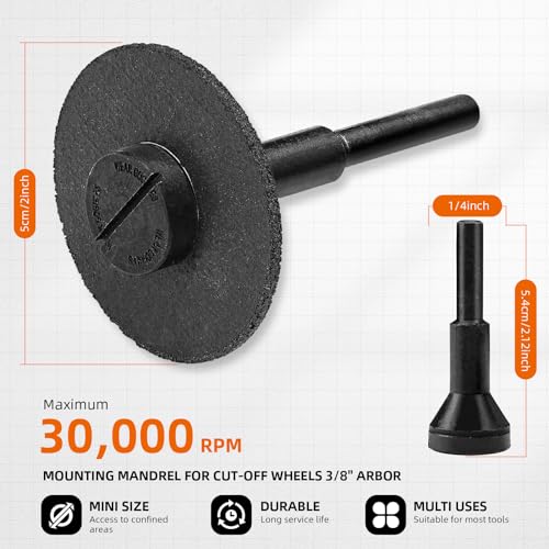 SI FANG 11 Pack 2 Inch Die Grinder Cut Off Wheel with 1/4 Arbor Accessories - style: 2'' Cut Off Wheel and Mounting Mandrel