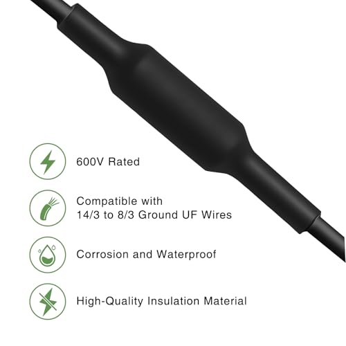 Underground Wire Splice Kit, Direct Burial Dual Rated Butt Splice 2 Sets UF Cable Splice Kit with Heat Shrink and Electrical Terminals Suitable for 14/3 to 8/3 Wire