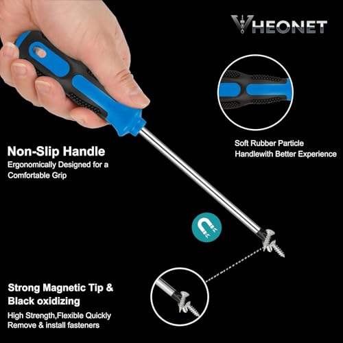 Screwdriver Set : 6-Piece Magnetic Screwdriver Set with 4-in-1 Keychain Tool | Includes Phillips & Flat Head | Non-Slip Grip for DIY & Home Repair | Practical Gift (Blue & Black) - color: Blue/Black