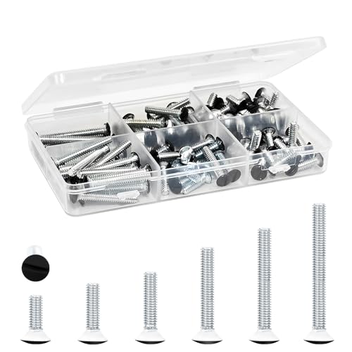 130 Pack Black Outlet Screws 6-32 Thread, Wall Plate Screws for Electrical Cover Panel and Switch Plate, Includes Long Outlet Screws in 6 Sizes (3/8", 9/16", 3/4", 1", 1/2", 1-1/4") (Black) - color: black