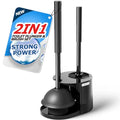 FORASTO 2in1 Toilet Brush and Plunger Set - Bathroom Bowl Holder Combo - color: Black, size: 1Pack