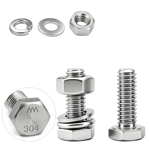 30 Sets 1/4-20x3/4 Bolt and Nut Set, Flat & Lock Washers Included,120PCS | 304 Stainless Steel 1/4-20 Bolt, Precision Fasteners Mechanical Assembly Equipment Repair & DIY - size: 1/4x3/4"-30sets