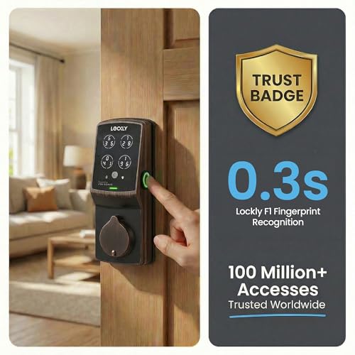 Lockly Secure Plus Smart Deadbolt Lock with 3D Biometric Fingerprint - color: Venetian Bronze