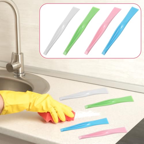 4 PCS Plastic Label Scraper Tool, Multipurpose Kitchen Scraper Cleaner Tool, Hard Plastic Cleaning Label Remover Tools, 4 Colors