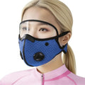 KISSOURBABY Dustproof Cycling Face Mask with Eye Shield Breathing Valve Reusable Mesh Cover for Commuting Mountain Biking Blue - color: Blue