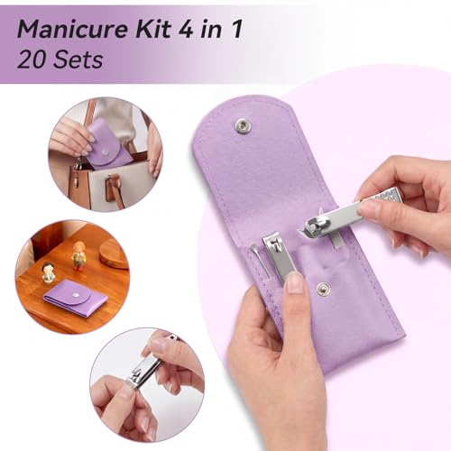 20PC Nail Care Kit,Professional Manicure Set，Nail Clippers Bulk - color: Purple