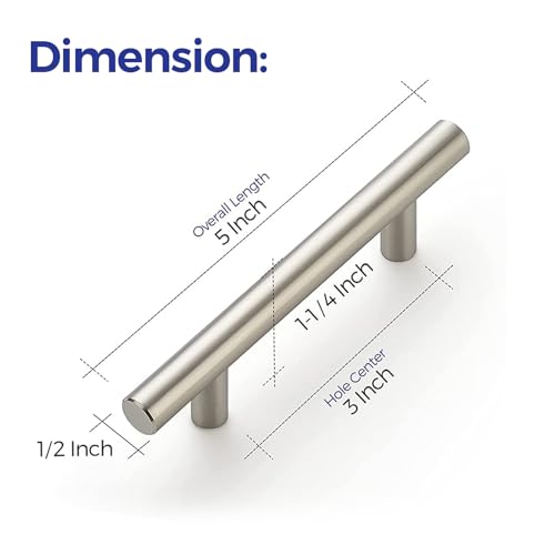 Ravinte Cabinet Handles,5" Length,3" Hole Center,Brushed Nickel,30 Pack - color: Satin Nickel