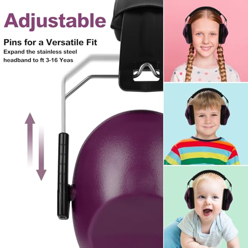 Floriogra Noise Cancelling Headphones for Kids/Toddler 28dB SNR Ear Muffs - color: Deep Purple
