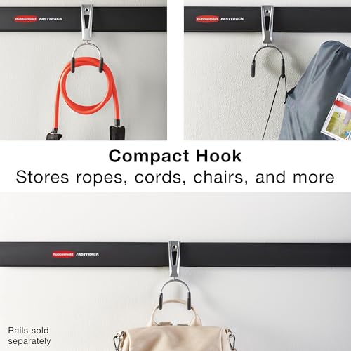 Rubbermaid FastTrack Compact Hook for Garage Organization, Soft Grip, Ideal For Cords/Ropes/Small Hoses/Camping Chairs - style: Compact Hook