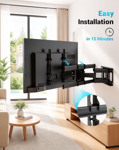 BONTEC Full Motion TV Wall Mount for 37-85 Inch TVs, Heavy Duty Swivel Tilt - size: 37-85 Inch
