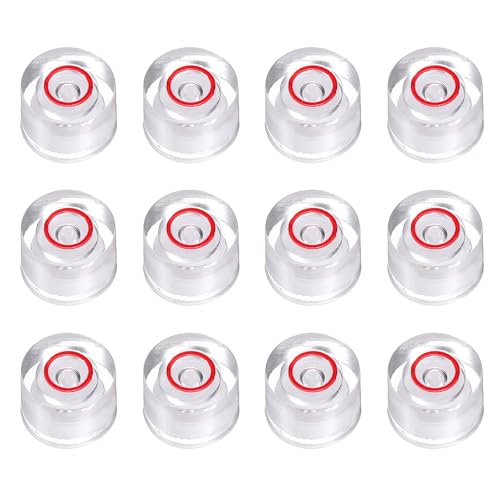 HARFINGTON 12pcs Circular Bubble Spirit Level 8x5.5mm Mini Round Bubble Spirit Level Little Measuring Layout Tools for TV Industrial Carpentry Picture Frame, White/Red - color: White/Red, size: 8x5.5mm