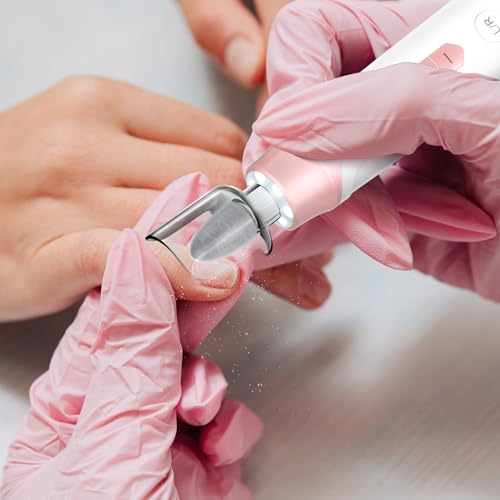Electric Nail File Drill 2000 mAh Cordless Rechargeable Nail Filer LED Lamp - color: Pink