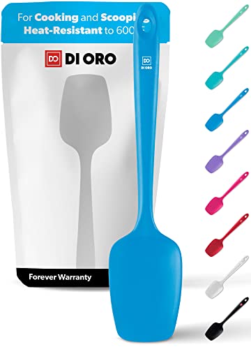 DI ORO Silicone Spoonula - Spoon Spatula, 600F Heat Resistant, Blue - color: Blue