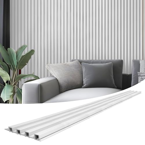 Art3d 96 x 6 Inch WPC Wood Diffuser Slat Wall Panel, 8-Pack, Matte White - color: Matte White, size: 96*6