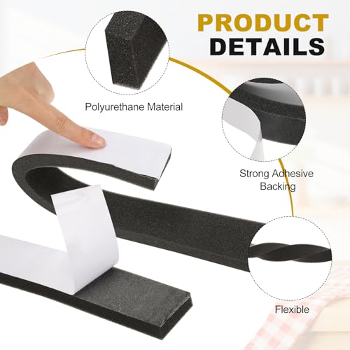 uxcell Weather Stripping Door Seal, 1-3/16" x 5/16" x 6.5 Ft Adhesive Foam Tape Seal Soundproof Insulation Strips for Door Frame Window Gaps (1 Roll, 6.5 Feet) - size: 1-3/16" x 5/16" (6.5 Ft)