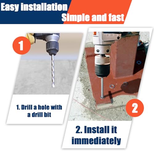 Tandefio 100 Pack 1/4 x 4 Concrete Anchors and Screw Kits Galvanized - size: 1/4" X 4"