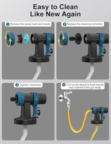 Paint Sprayer, Electric Spray Paint Gun, 3 Modes & 4 Brass Nozzles - color: Blue