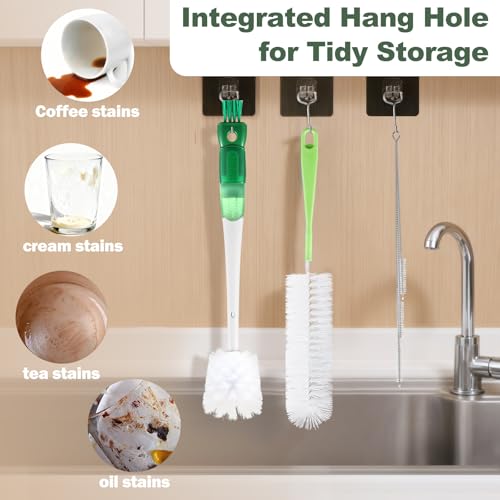 XYFuuee 5Pcs Water Bottle Cleaner Brush Set 5 in 1 Cup Straw Cleaning Brush - color: Green