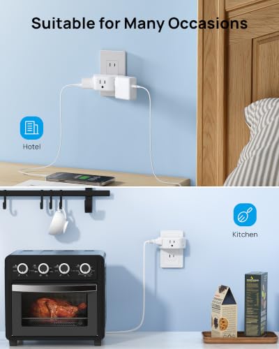 TROND 2 Prong to 3 Prong Outlet Adapter with 360 Rotating Plug - color: White, size: 3AC-2 Prong (Rotating Plug), 1 Pack
