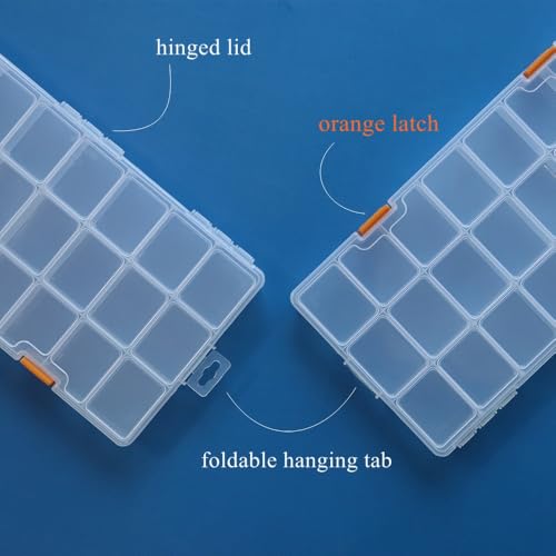 3 Pack 24 Grids Clear Plastic Storage Box with Dividers, Transparent Organizer Container Case for Small Parts, Bead, Button, Jewelry, Diamond, Craft Supplies,Sewing Kit, DIY Accessories - size: 24 Grids